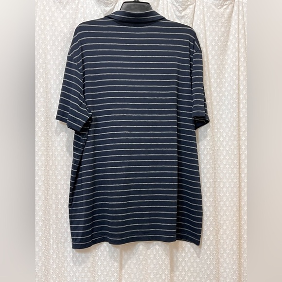 Men's Short Sleeve Moisture Resistant Navy/White Striped Activewear Golf Polo XL - Picture 3 of 6